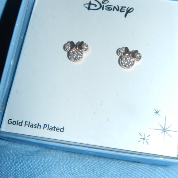 Disney Minnie Mouse Women's 14K Gold Plated Sterling Silver Post Earrings NEW! - Picture 6 of 13